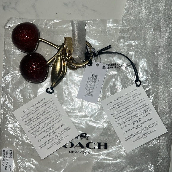 Original Coach Red and Gold Cherry Key Holder - Picture 13 of 15